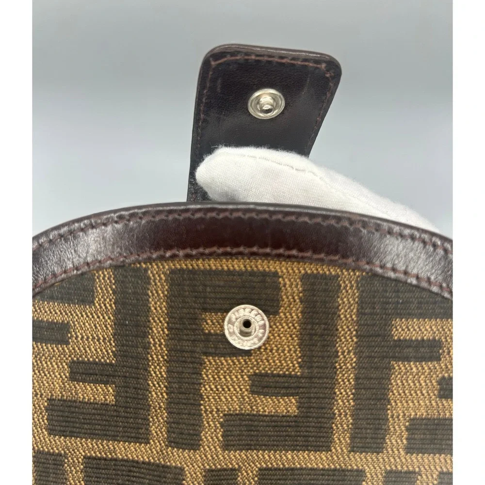 Fendi Zucca Monogram Leather Canvas Bi Fold Wallet‎ Brown#290